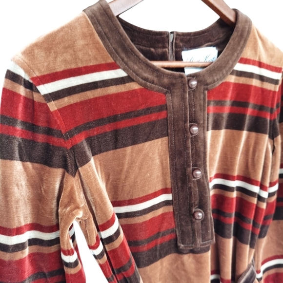 70's Vintage Butte Knit Velour Mini Dress/Tunic - Picture 2 of 5